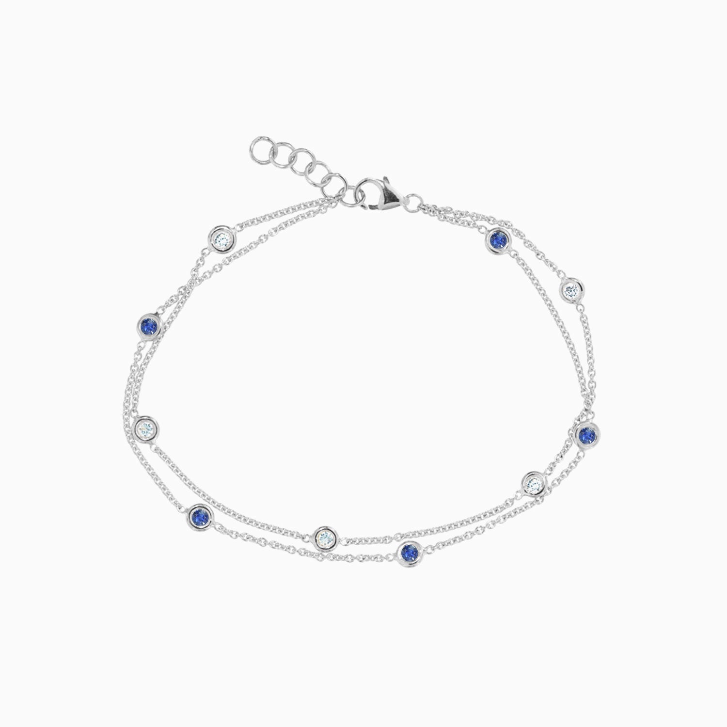 Double Strand Diamond and Sapphire By the Yard Bracelet – Maidor Jewelry